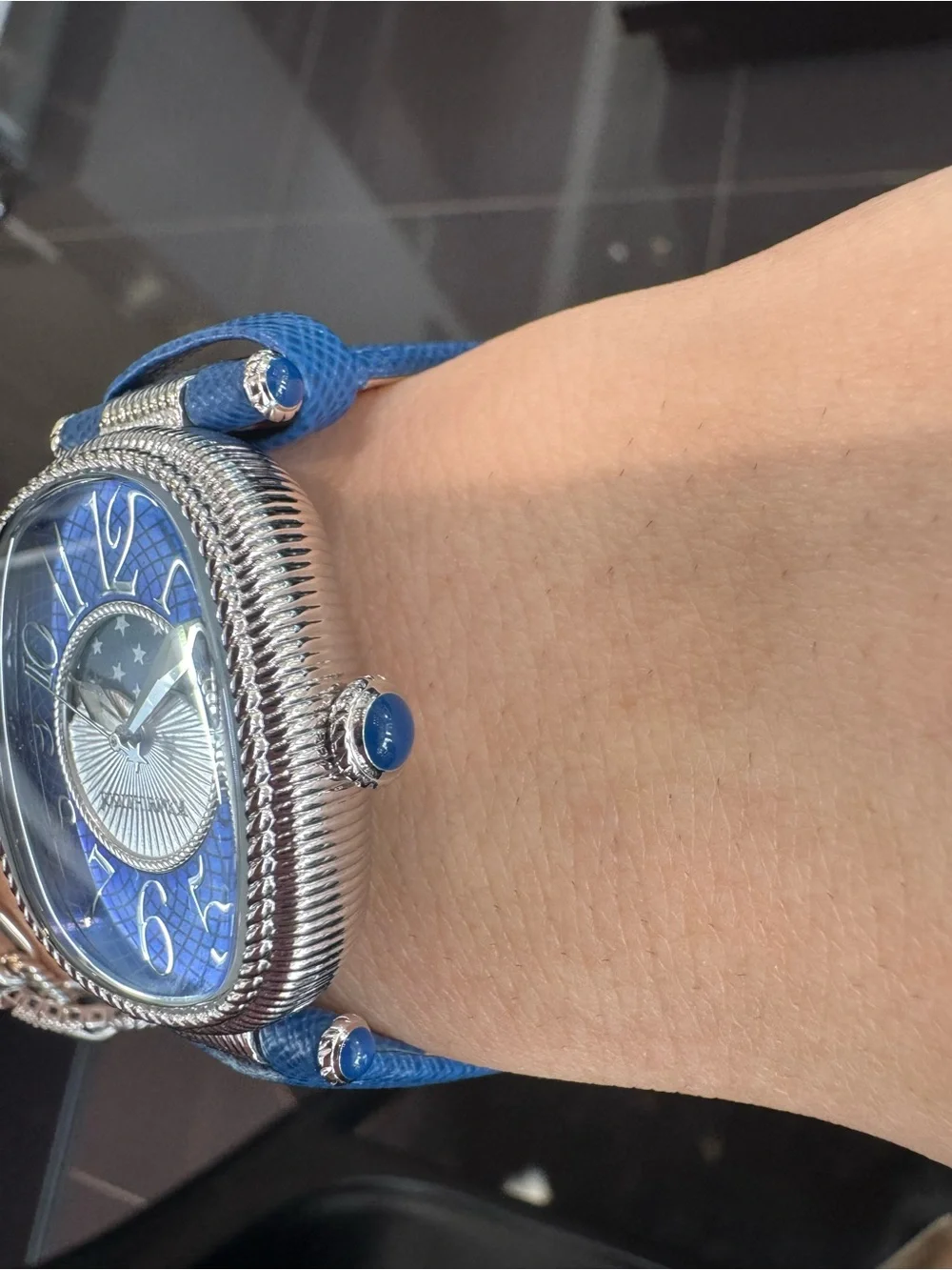 New Judith Ripka Stainless Steel Swiss Quartz Oval Moon Phase Watch